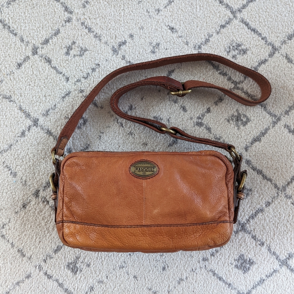 Fossil Maddox Pebble Leather Vintage Shoulder Crossbody Bag Adjustable Strap